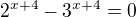 $2^{x+4}-3^{x+4}=0$