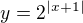$y=2^{|x+1|}$