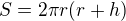 $S=2 \pi r(r+h)$