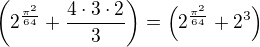 $\(2^{\frac{\pi^2}{64}}+\frac{4\cdot 3\cdot 2}{3}\)=\(2^{\frac{\pi^2}{64}}+2^3\)$