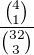 $\frac{{4 \choose 1}}{{32 \choose 3}}$