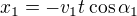 $x_1=-v_1t\cos\alpha_1$