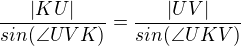 kopírovat do textarea $\frac{|KU|}{sin(\angle UVK)}=\frac{|UV|}{sin(\angle UKV)}$