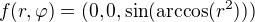 kopírovat do textarea $f(r, \varphi) = (0,0,\sin(\text{arccos}(r^2)))$