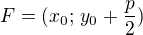 $F=(x_0;\,y_0+\frac p2)$
