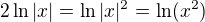 kopírovat do textarea $2\ln |x|=\ln |x|^2=\ln (x^2)$