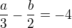 $\frac{a}{3}-\frac{b}{2}=-4$