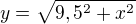 $y=\sqrt{9,5^2+x^2}$