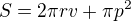 $S=2\pi rv+\pi p^{2}$
