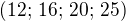 kopírovat do textarea $(12;\,16;\,20;\,25)$