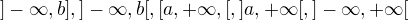 $]-\infty,b],]-\infty, b[, [a,+\infty,[, ]a,+\infty[, ]-\infty,+\infty[$