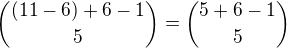 $\binom{(11-6)+6-1}{5}=\binom{5+6-1}{5}$