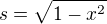$s = \sqrt{1-x^2}$