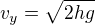 $v_y=\sqrt{2hg}$