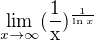 $\lim_{x\to\infty}(\mathrm{\frac{1}{x}})^{\frac{1}{\ln x}}$