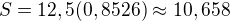 kopírovat do textarea $S=12,5(0,8526) \approx 10,658 $