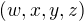 $(w, x, y , z)$