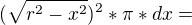 $(\sqrt{r^2-x^2})^2*\pi *dx = $