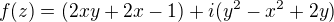 $f(z) = (2xy+2x-1) + i(y^2-x^2+2y)$