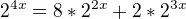 kopírovat do textarea $2^{4x} = 8*2^{2x}+2*2^{3x}$