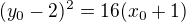 $(y_0-2)^{2}=16(x_0+1)$