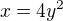 $x=4y^{2}$