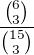 $\frac{\binom{6}{3}}{\binom{15}{3}}$