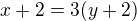 $x+2=3(y+2)$
