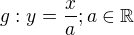 $g:y=\frac{x}{a};a\in \mathbb{R}$