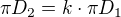 kopírovat do textarea $\pi D_{2}=k\cdot \pi D_{1}$