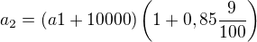 kopírovat do textarea $a_2 = (a1+10000) \left(1+ 0,85\frac{9}{100}\right)$