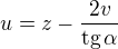 kopírovat do textarea $u=z-\frac{2v}{\textrm{tg}\,\alpha}$