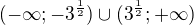 $(-\infty ;-3^{\frac{1}{2}})\cup (3^{\frac{1}{2}};+\infty ) $