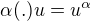 $\alpha (.) u = u^{\alpha}$