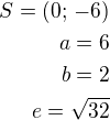 kopírovat do textarea $S=(0;\,-6)\\a=6\\b=2\\e=\sqrt{32}$
