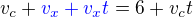 $v_c+\color{blue}v_x+v_xt\color{black}=6+v_ct$