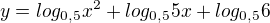 kopírovat do textarea $y=log_{0,5}{x^2} + log_{0,5}{5x}+ log_{0,5}{6}$