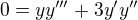 $0= yy^{\prime{\prime}{\prime}}+3y^{\prime}y^{{\prime}{\prime}}$