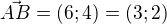 $\vec{AB}=(6;4)=(3;2)$