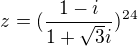 $z=(\frac{1-i}{1+\sqrt{3}i})^{24}$