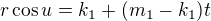 $r\cos u =k_1+(m_1-k_1)t$