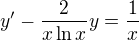 $y' - \frac{2}{x \ln x}y = \frac{1}{x}$