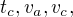 $t_{c}, v_{a}, v_{c}, $