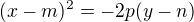 $(x - m)^2 = -2p(y - n)$
