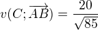 $v(C;\overrightarrow{AB})=\frac{20}{\sqrt{85}}$