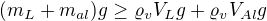 $(m_L+m_{al})g\geq \varrho_vV_Lg+\varrho_vV_{Al}g$