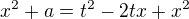 kopírovat do textarea $x^2+a=t^2-2tx+x^2$