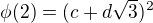 $\phi (2) = (c+d\sqrt{3})^2$