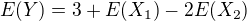 $E(Y)=3+E(X_{1})-2E(X_{2})$