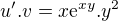 $u'.v=x\mathrm{e}^{xy}.y^2$